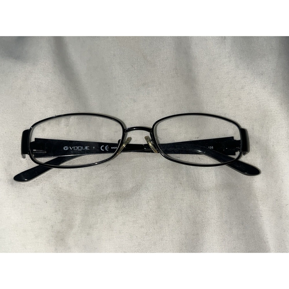 Vogue VO3745-B 352 Black Silver Chip Style Paint Metal Designer Eyeglasses 53-16